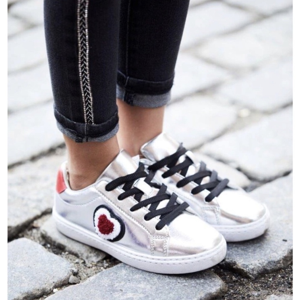 HOO Silver Heart Sneakers